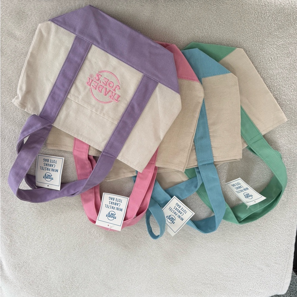 Trader Joe's Mini Pastel Canvas Tote Bag - Picture 4 of 5